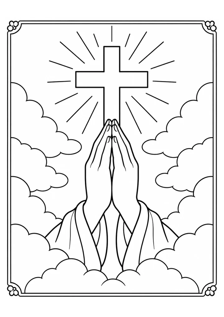 Praying Hands colouring page preview
