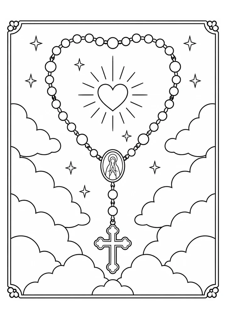 The Rosary colouring page preview